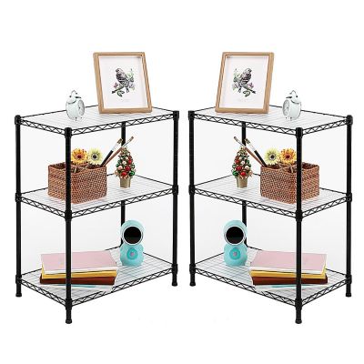 EFINE 2-Pack 3-Tier 23.6 x 14 x 30in. Black Carbon Steel Wire Garage Storage Shelving Unit NSF Certified