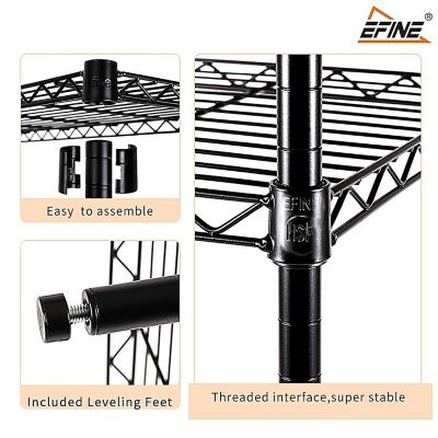Image showing  2-Pack 3-Tier 23.6 x 14 x 30in. Black Carbon Steel Wire Garage Storage Shelving Unit NSF Certified