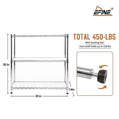 Image showing  2-Pack 3-Tier 30 x 14 x 30in. Chrome Carbon Steel Wire Organizer Shelving Unit NSF Certified