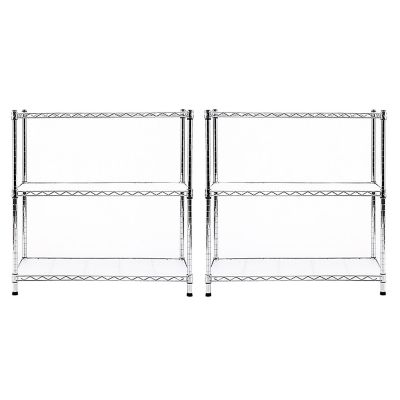 Image showing  2-Pack 3-Tier 30 x 14 x 30in. Chrome Carbon Steel Wire Organizer Shelving Unit NSF Certified