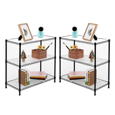 EFINE 2-Pack 3-Tier 30 x 14 x 30in. Black Carbon Steel Wire Garage Storage Shelving Unit NSF Certified