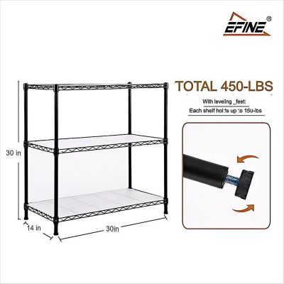 Image showing  2-Pack 3-Tier 30 x 14 x 30in. Black Carbon Steel Wire Garage Storage Shelving Unit NSF Certified