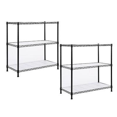 Image showing  2-Pack 3-Tier 30 x 14 x 30in. Black Carbon Steel Wire Garage Storage Shelving Unit NSF Certified