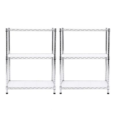 Image showing  2-Pack 3-Tier 23.6 x 14 x 30in. Chrome Carbon Steel Wire Garage Shelving Unit NSF Certified