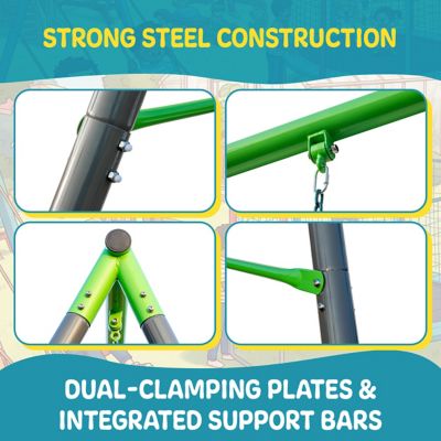 Image showing 2 th Plexalife 9 ft. Heavy-Duty Metal Swing Set for Kids & Adults with 3-Swing Design with 3 Belt Swing