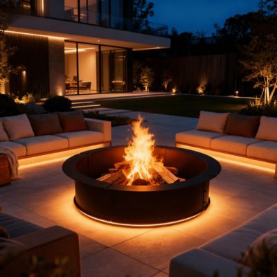 Image showing  33.5 in. Steel Outdoor Wood Burning Fire Pit Ring