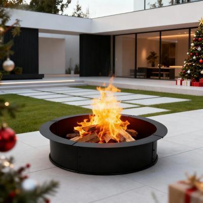 Image showing  33.5 in. Steel Outdoor Wood Burning Fire Pit Ring