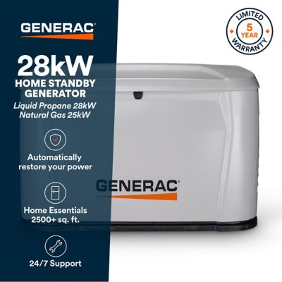 Image showing  Home Standby Generator 28 kW Dual Fuel (LP/NG) 200 Amp. Home Standby Generator Automatic Transfer Switch Included