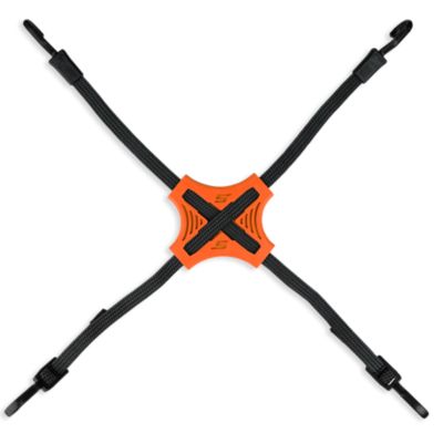 Tack Strap 4-Way Flat Bungee Cord with Rubber Pad Grip Orange
