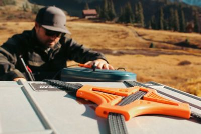 Image showing  4-Way Flat Bungee Cord with Rubber Pad Grip Orange