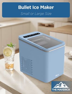Image showing  The Maverick Countertop Ice Maker, Makes 23 lb. in 24 Hours, Bullet Shaped in 2 Sizes