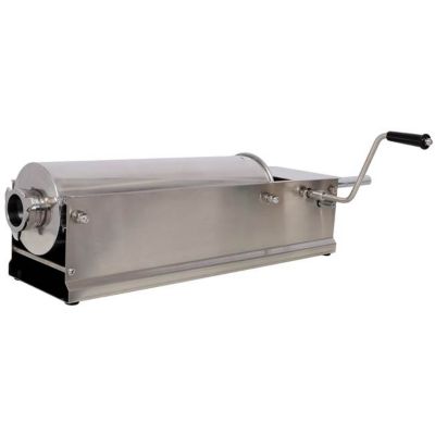 Image showing  7L/15 lb. Horizontal Stainless Steel Sausage Stuffer with 4 pc. Filling Nozzles