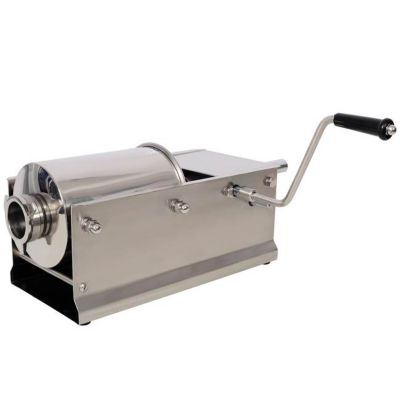 Image showing  3L/7 lb. Horizontal Stainless Steel Sausage Stuffer with 4 pc. Filling Nozzles