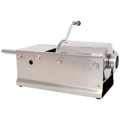 Image showing  3L/7 lb. Horizontal Stainless Steel Sausage Stuffer with 4 pc. Filling Nozzles