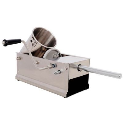 Image showing  3L/7 lb. Horizontal Stainless Steel Sausage Stuffer with 4 pc. Filling Nozzles