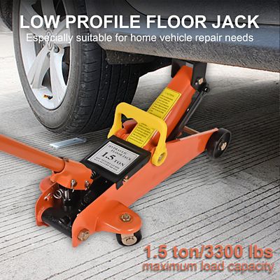 Image showing  Hydraulic Low Profile Steel Floor Jack, Trolley Service Lift Car Garage Floor Jack, 1.5t (3300 lb.) Capacity, Orange