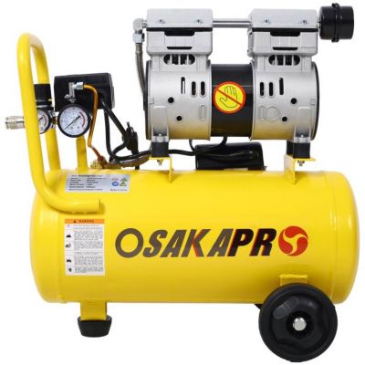 Image showing 1 th Osakapro 1.5 hp Silent Oil-Free Air Compressor 8 gal., Yellow