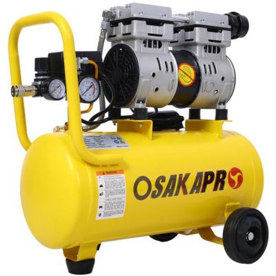 Image showing 2 th Osakapro 1.5 hp Silent Oil-Free Air Compressor 8 gal., Yellow