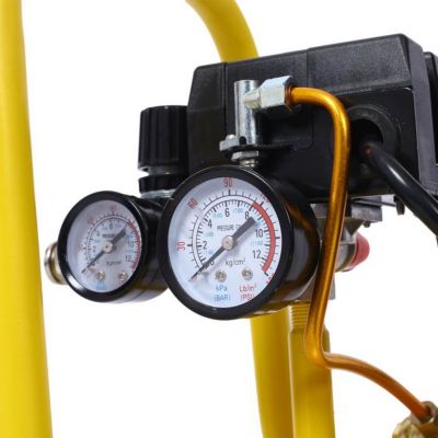 Image showing 6 th Osakapro 1.5 hp Silent Oil-Free Air Compressor 8 gal., Yellow