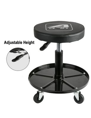 Image showing  Heavy-Duty 300 lb. Capacity Mechanic Stool, Adjustable Rolling Stool with Wheels & Tool Tray, 15.75-20 in.