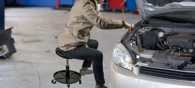Image showing  Heavy-Duty 300 lb. Capacity Mechanic Stool, Adjustable Rolling Stool with Wheels & Tool Tray, 15.75-20 in.