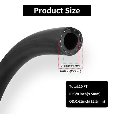 Image showing 1 th Eisen 3/8 in. Fuel Line Hose 10 ft. Nbr Rubber Hose For Automotive Fuel Systems Engines