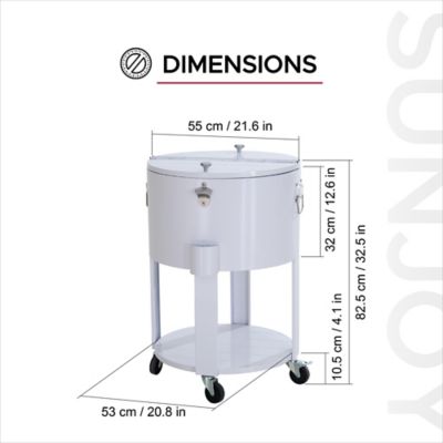 Image showing  60 qt. Rooling Ice Chest Cooler Cart, Portable Patio Party Bar Drink, Beverage Bar with Bottle Opener and Shelf