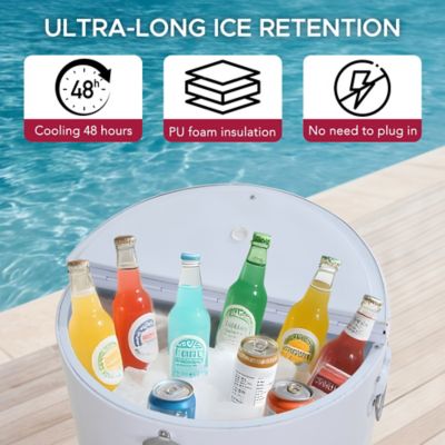 Image showing  60 qt. Rooling Ice Chest Cooler Cart, Portable Patio Party Bar Drink, Beverage Bar with Bottle Opener and Shelf