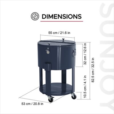 Image showing  60 qt. Rooling Ice Chest Cooler Cart, Portable Patio Party Bar Drink, Beverage Bar with Bottle Opener and Shelf