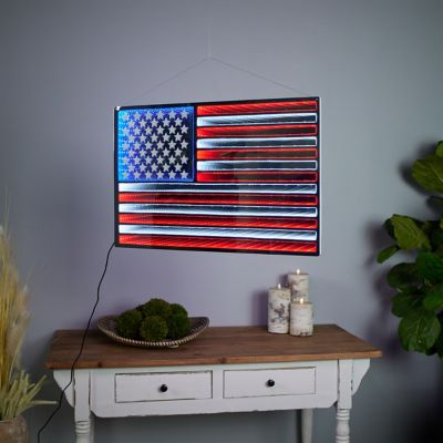 Image showing  Hanging American Flag Ekko Light Display 23 in. L