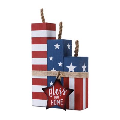 Melrose International Americana Firecracker Block Bundle 14 in. H