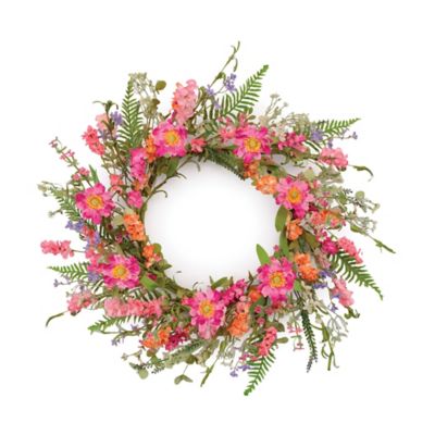 Melrose International Mixed Floral and Foliage Wreath 20 in. D