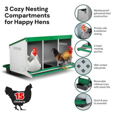 Image showing  3-Compartment Reverse Rollout Chicken Nesting Box for 15 Hens