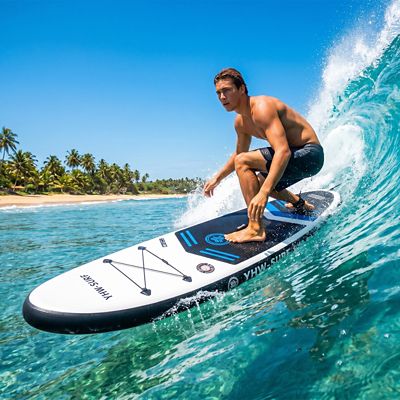 Image showing  10 ft. 6 in. Inflatable Stand Up Paddle Board with Free Premium SUP Accessories and Backpack, White