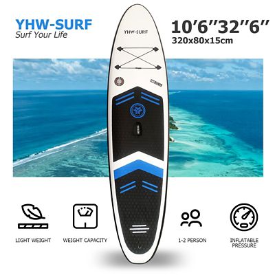 Image showing  10 ft. 6 in. Inflatable Stand Up Paddle Board with Free Premium SUP Accessories and Backpack, White