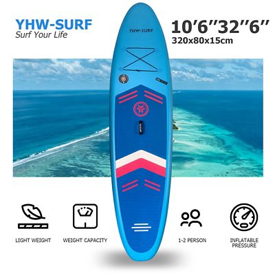 Image showing  10 ft. 6 in. Inflatable Stand Up Paddle Board with Free Premium SUP Accessories and Backpack, Blue