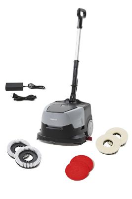 Dapper Supply Battery Powered Walk Behind Mini Automatic Floor Scrubber Machine, 15 in.