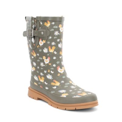 Western Chief Womens Feathered Faux Fur Mid Rain Boot
