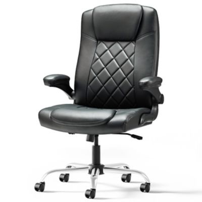 Upland Executive Office Chair with Flip-Up Arms, Lumbar Support, Adjustable PU Leather Ergonomic Computer Chair