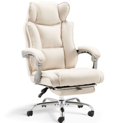 Upland Executive Office Chair with Footrest, High Back PU Leather, Adjustable Backrest & Height, Ergonomic Reclining Desk Chair