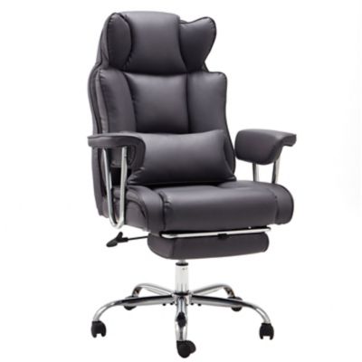 Upland Big and Tall Executive Reclining Office Chair with Foot Rest, Adjustable High Back, Leather, Heavy Duty 400 lb.