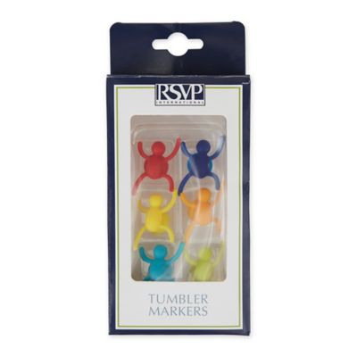 RSVP International Silicone Stainless Steel Drink Markers Assorted Colors, 6 pc.