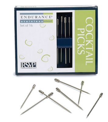 Image showing  Endurance Stainless Steel Reusuable Cocktail Picks, Set of 16