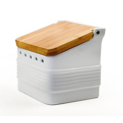 RSVP International Stoneware Garlic Keeper, White