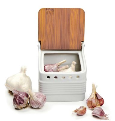 Image showing  Stoneware Garlic Keeper, White