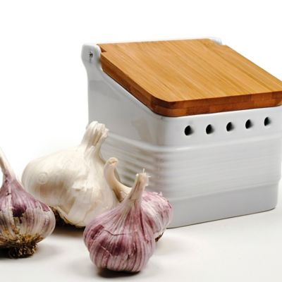 Image showing  Stoneware Garlic Keeper, White