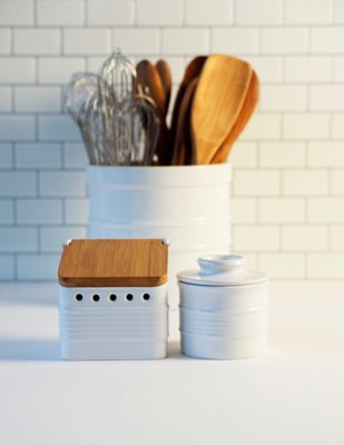 Image showing  Stoneware Garlic Keeper, White