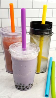 Image showing  10 in. Silicone Smoothie Straw, Set of 6