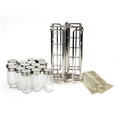 RSVP International Revolving Spice Rack, 16 Jars and Labels