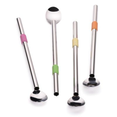 RSVP International Endurance Stainless Steel 8.5 in. Spoon Straw, Set of 4